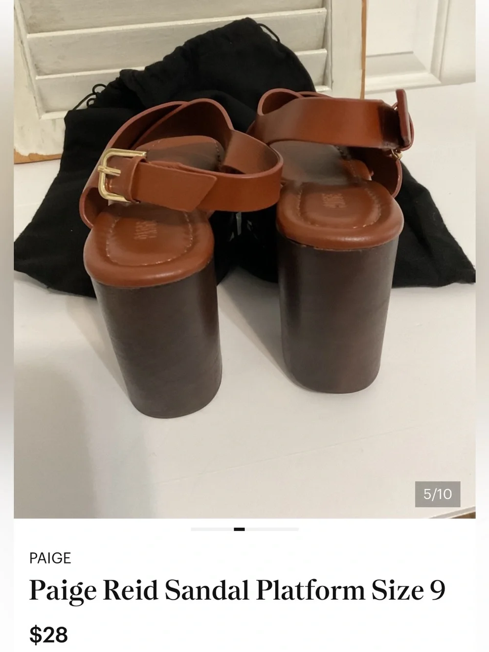 PAIGE Tan Brown Leather Platform Sandals
